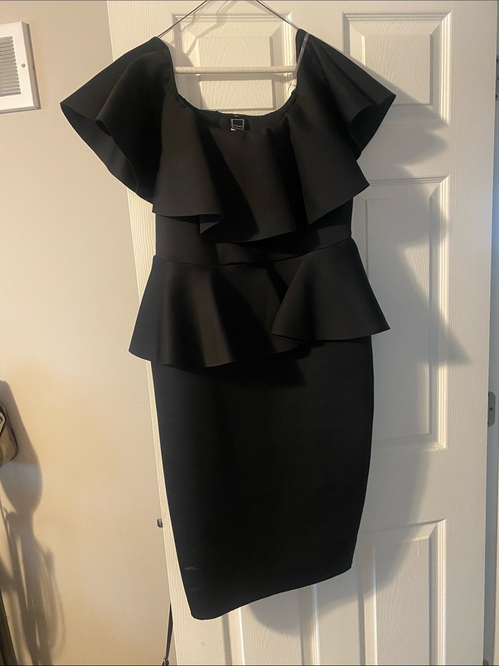 Black Ruffle Peplum Midi Dress - Brand: